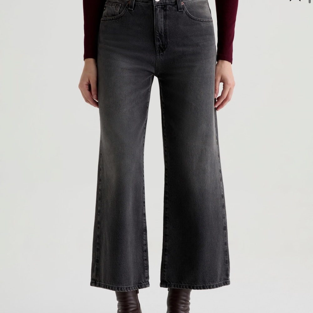 AG Adriano Goldschmied Wide-Leg High-Rise Jeans in Washed Black